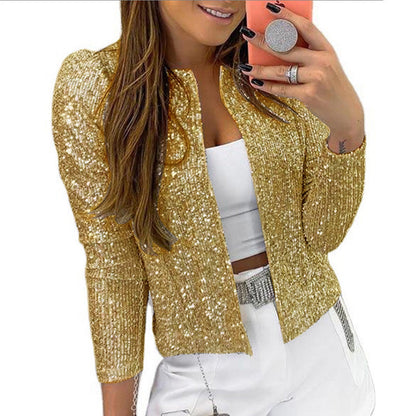 Trendy Casual Sequin Jacket Lightweight Streetwear