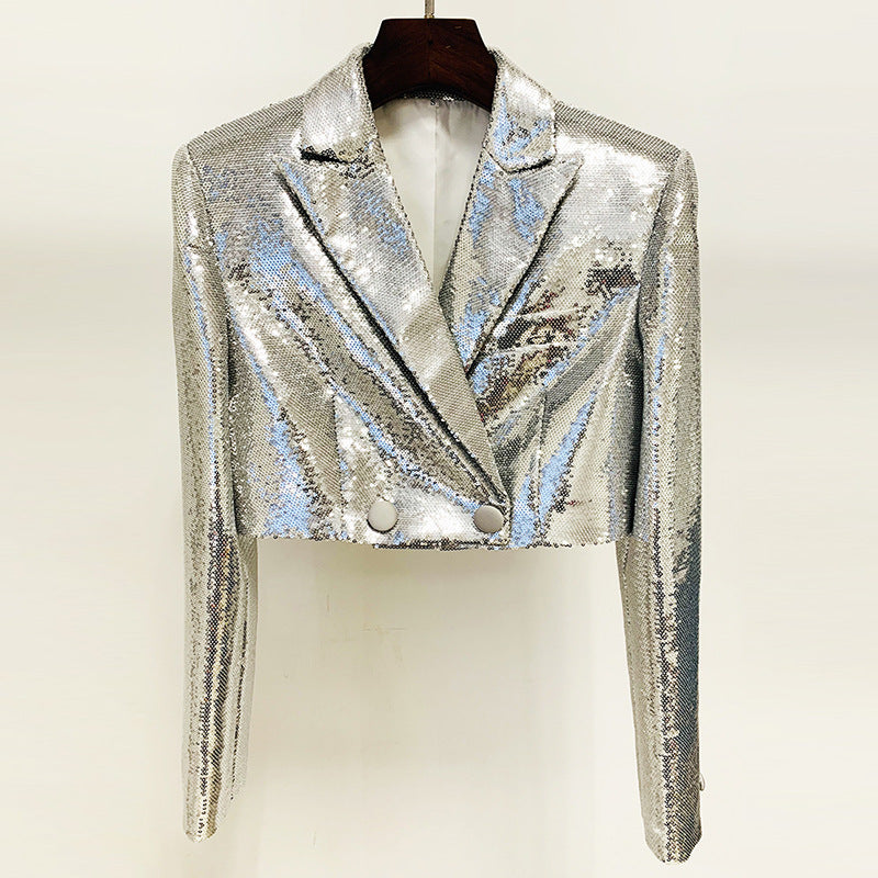 Bling Bling Sequined Short Skirt Suit Set