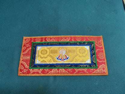 Tibetan Style Cloth Mat Embroidered With Eight Auspicious Crosses, Diamond Pestle, Bell Pestle, Tablecloth