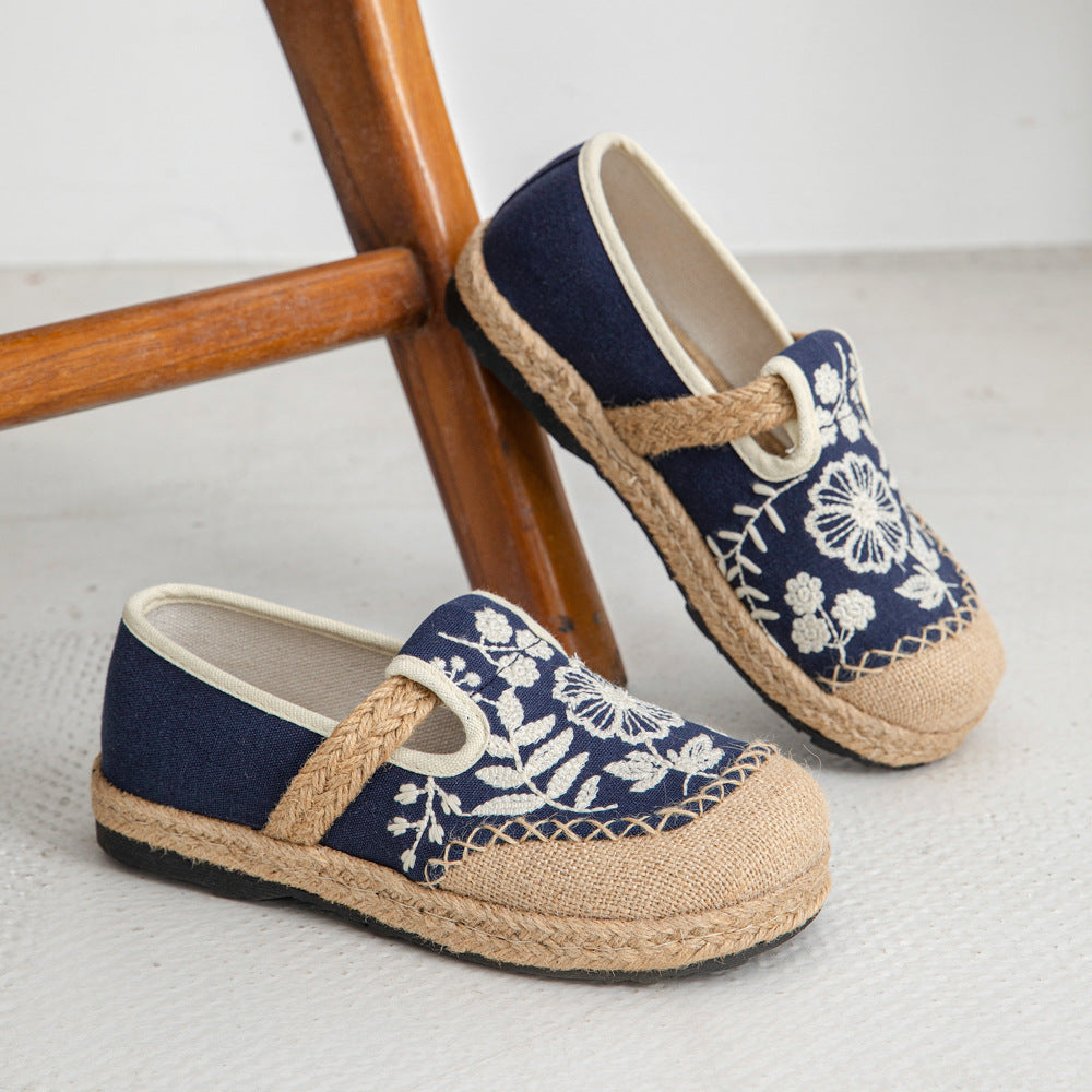 Casual One-Pedal Women'S Shoes, The Original Craft Embroidered Light-Mouth Single Shoes