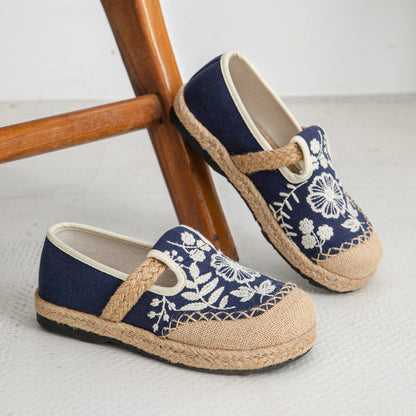 Casual One-Pedal Women'S Shoes, The Original Craft Embroidered Light-Mouth Single Shoes