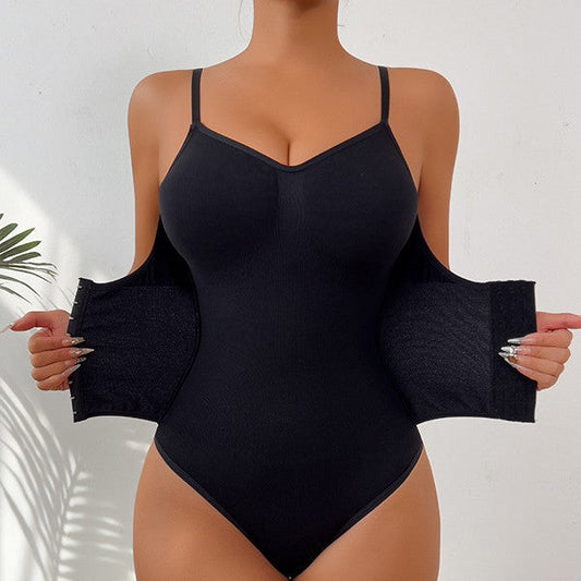 Enhanced Shaping Bodysuit With Double Layer And Adjustable Closure