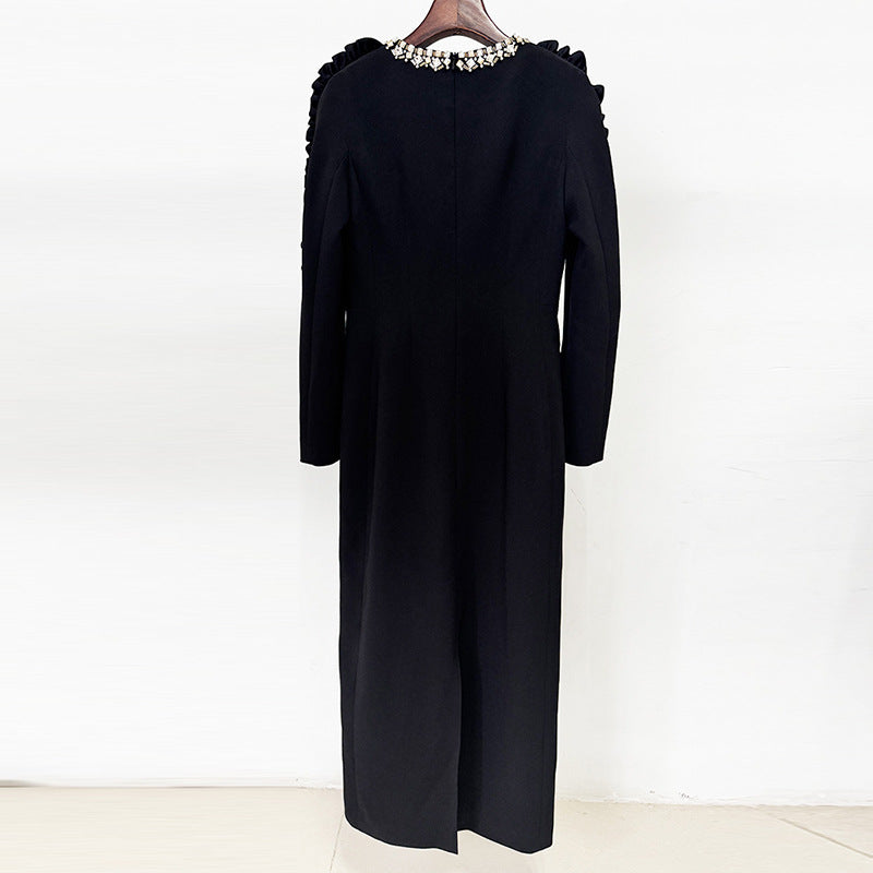 Ruffle Detail Long Sleeve Dress Stylish Casual