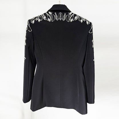 Fashionable Tailored Blazer With Rhinestone Embellishments