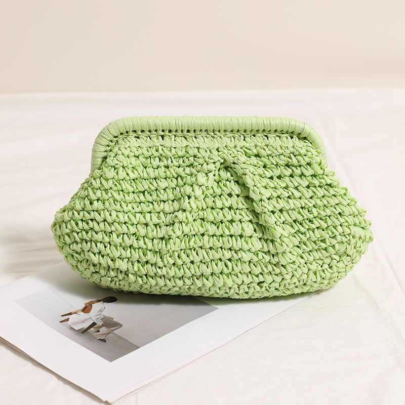 Solid Color Simple Woven Beach Shoulder Bag