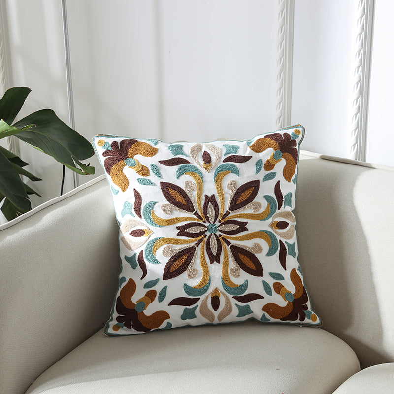 Towel Embroidered Cushion Cover Pillow Cover 45X45 Cotton Canvas Backrest Sofa Fresh Nordic Fashion