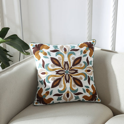 Towel Embroidered Cushion Cover Pillow Cover 45X45 Cotton Canvas Backrest Sofa Fresh Nordic Fashion