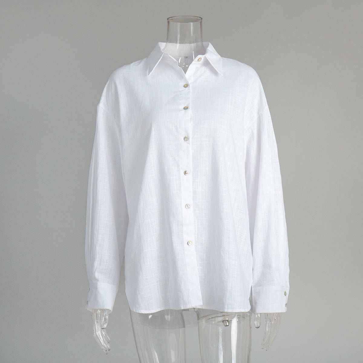 Trendy Casual Cotton Shirt Solid Color Relaxed Fit