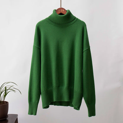 Solid Turtleneck Sweater Soft Knitted Pullover Casual Style