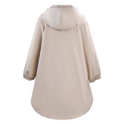 Plus Size Hooded Loose Jacket For Women Color Block Casual Outerwear