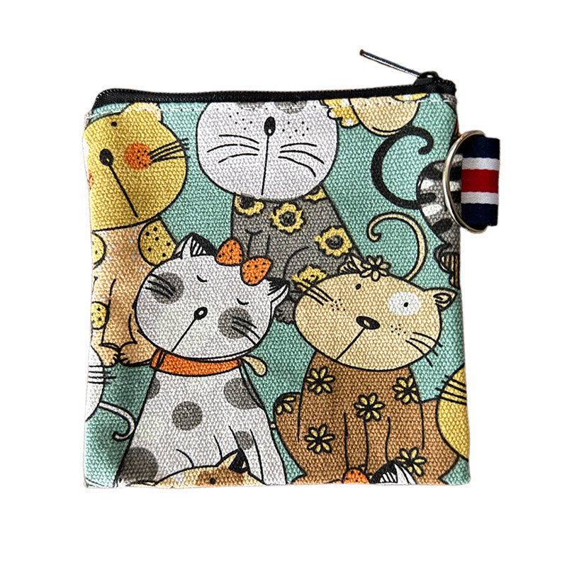 Cute Canvas Travel Coin Purse Keychain Wallet