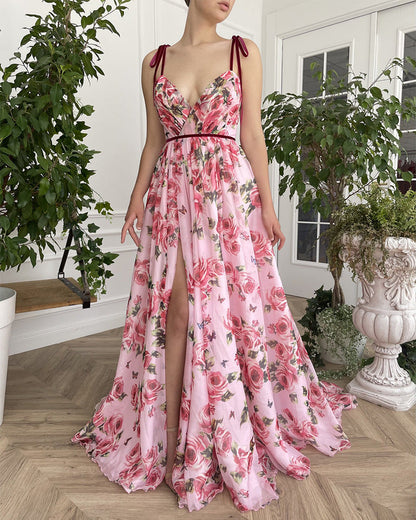 Retro Printed Dress Sexy Halter Dress Beach Casual Holiday Dress