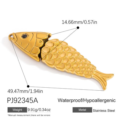 Stylish Ocean-Themed Stainless Steel DIY Pendant Heart Fish Charm