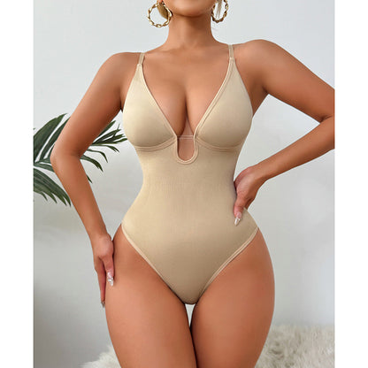 Deep V Neck Slim Fit Sexy Bodysuit For Women