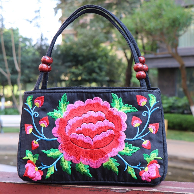 Ethnic Style Bag With Double-Sided Embroidery And Canvas Small Bag For Women'S Double-Layer Handbag Casual Trend Retro