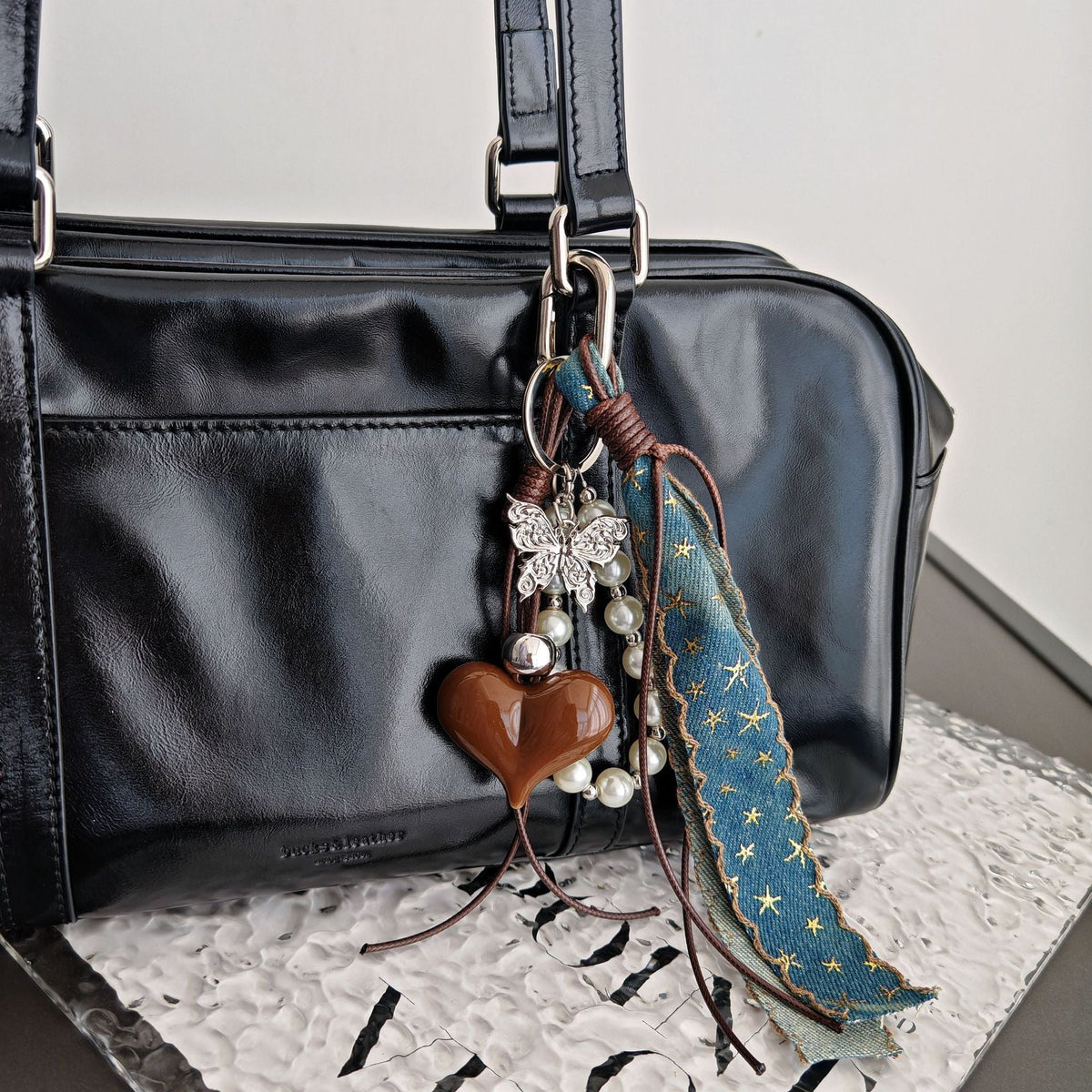Love Beads Denim Keychain Bag Charms