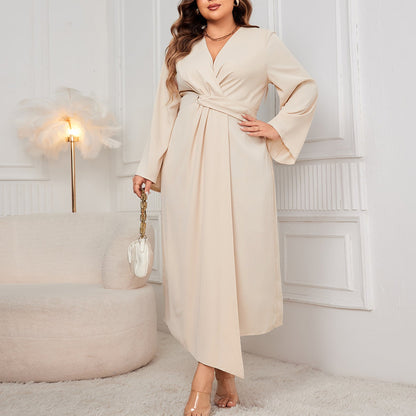 Chic Geometric Print Long Sleeve Dress Polyester Elegant