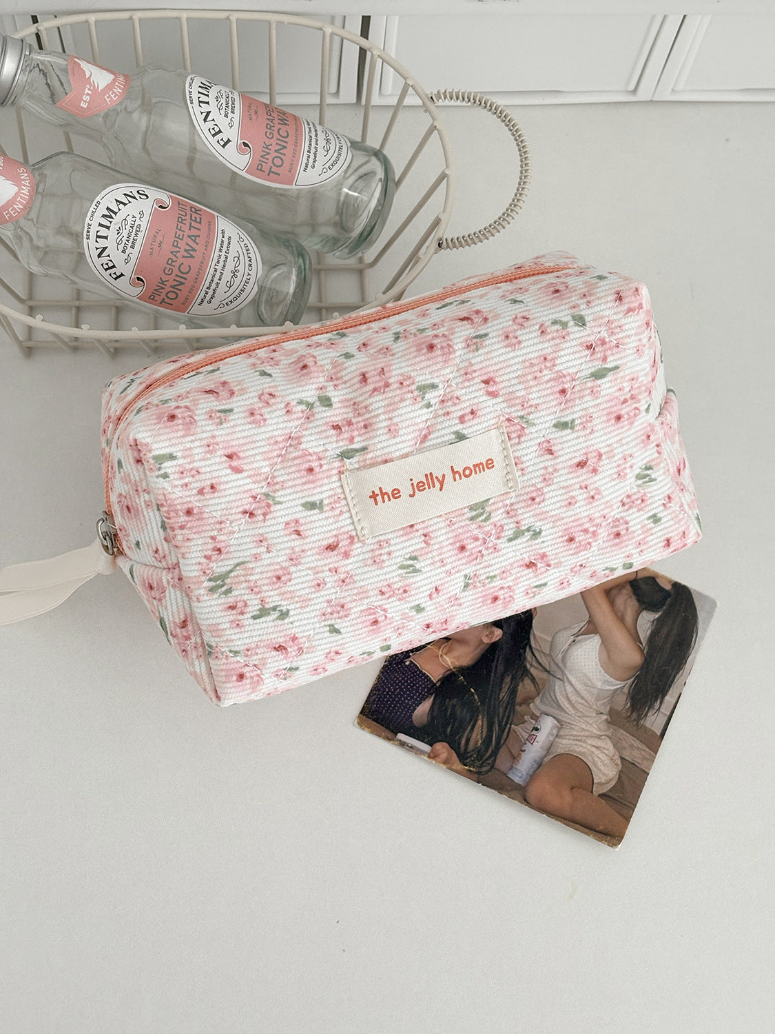 Flower Pattern Velvet Makeup Bag Cute Portable Travel Case