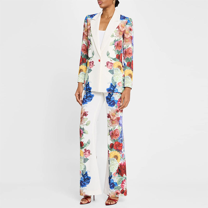 Fashionable Digital Print Suit Jacket Set
