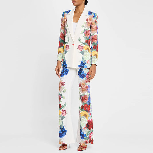 Fashionable Digital Print Suit Jacket Set
