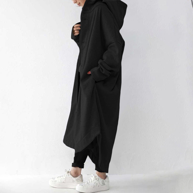 New Autumn And Winter Women'S Windbreaker Jacket, Women'S Hooded Mid Length Jacket