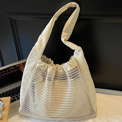 Hollow Nylon Tote Bag Stylish Casual Large Capacity Shoulder Bag