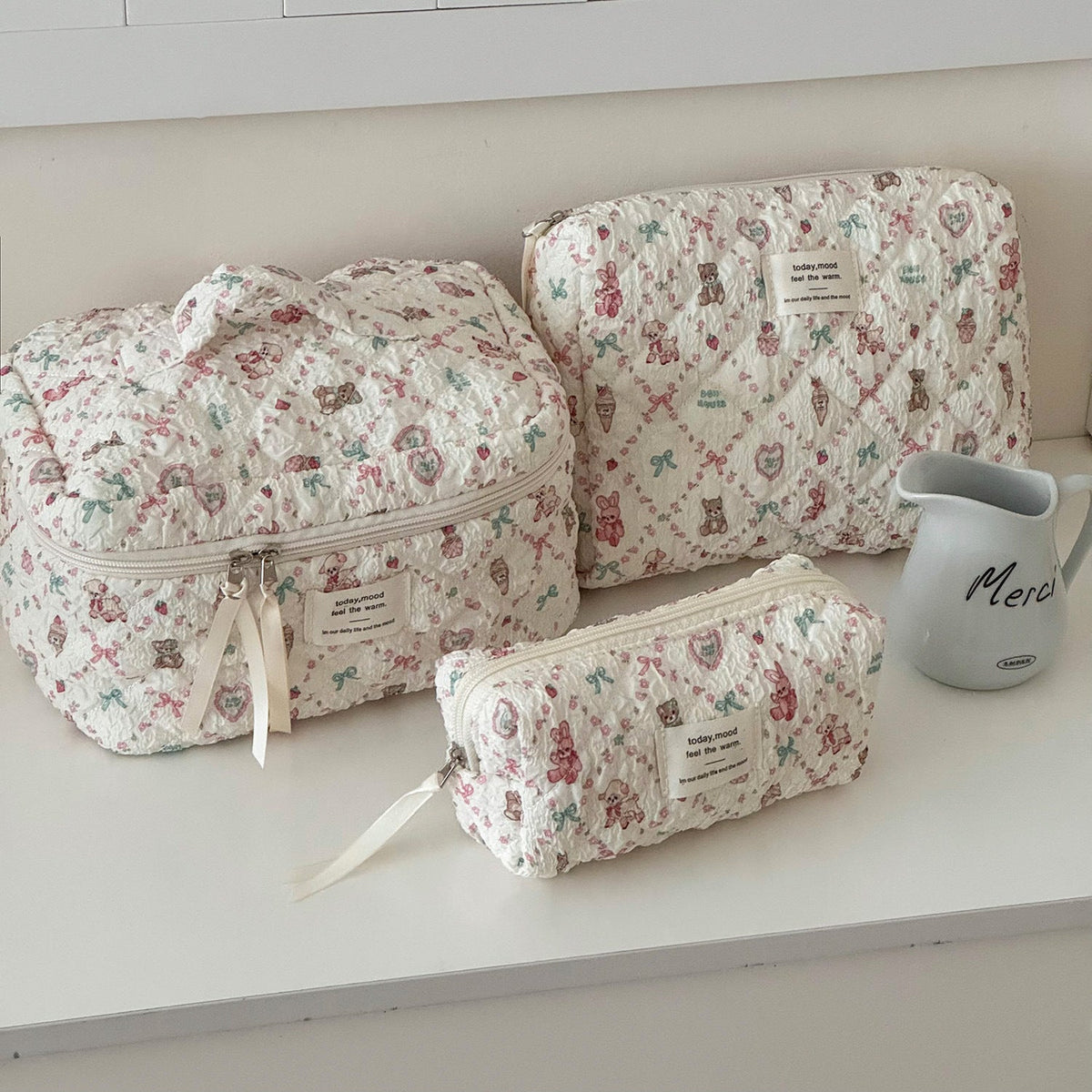 Floral Sheep Makeup Bag Portable Travel Toiletry Organizer