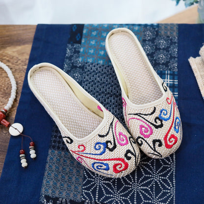 Butterfly Cloth Shoes Ladies Casual Summer Walking, Shopping Tourism, Cow Tendon Bottom Slippers
