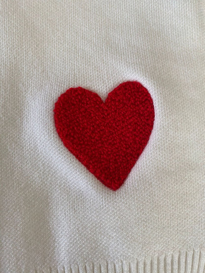 Casual Heart Embroidery Thicken Warm Knit Sweater