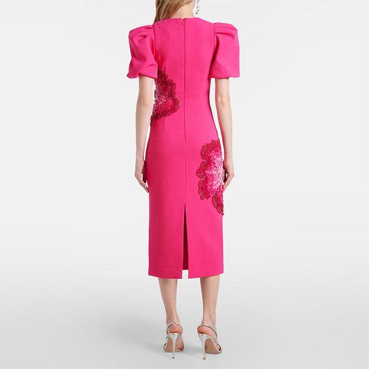 Sequin Embellished Short Sleeve Dress Cotton Casual Cocktail Dress