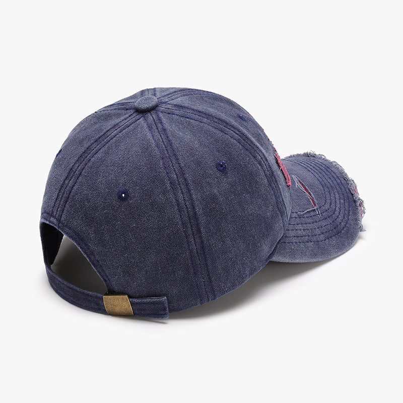 Distressed Washed Letter Embroidered Baseball Cap
