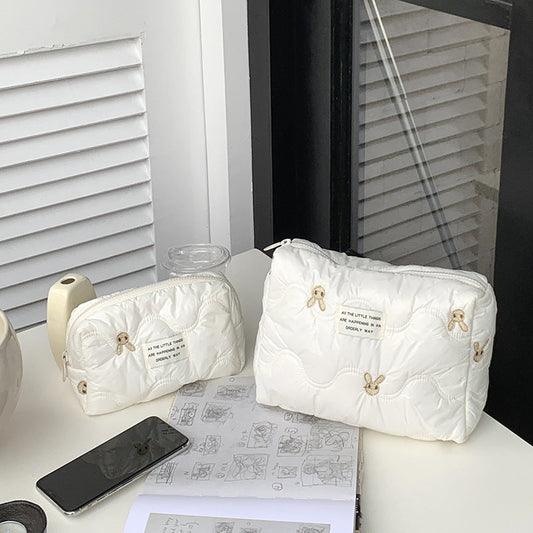 Embroidered Rabbit Cartoon Cosmetic Bag