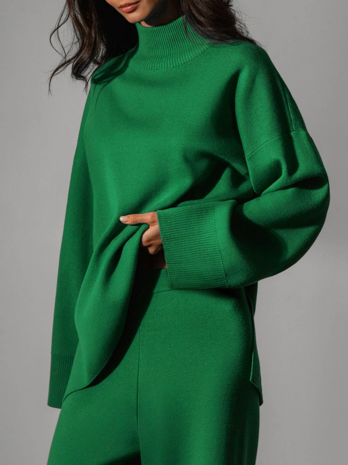 High Collar Irregular Knit Sets
