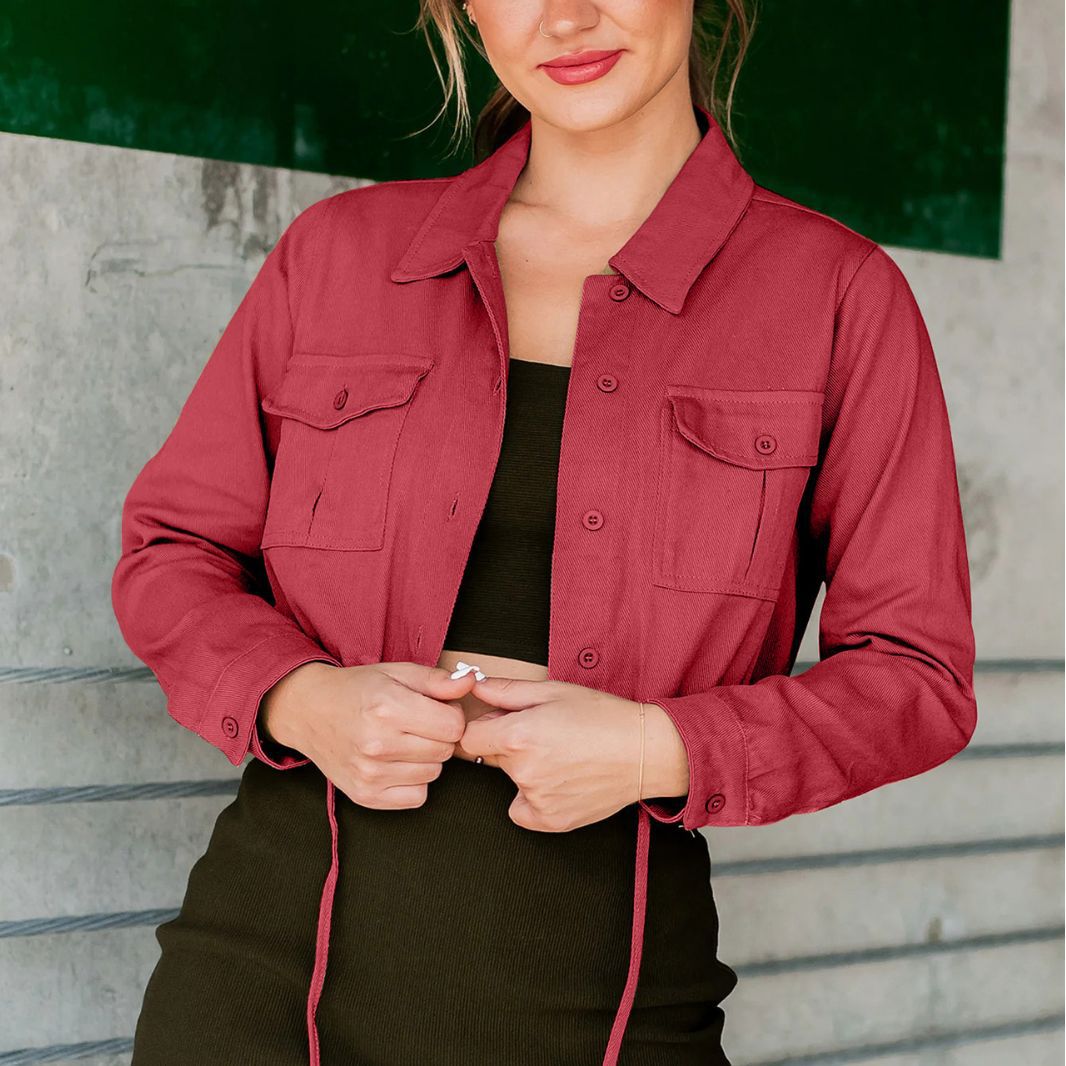 Trendy Casual Denim Shirt with Dual Pockets