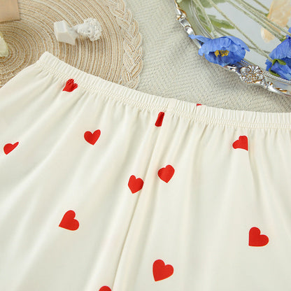 2PCS Love Print Knit Sleepwear Sets