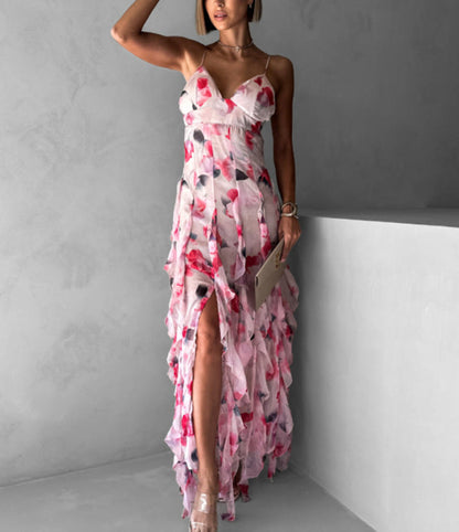 Off-The-Shoulder Chiffon Dress Elegant Long Evening Gown
