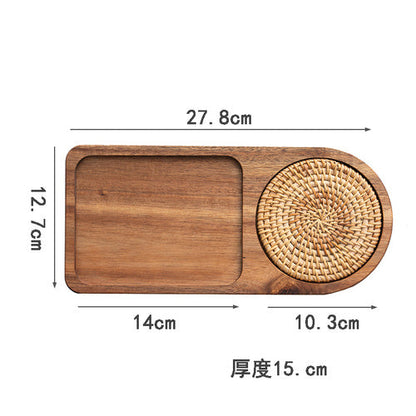 Solid Wood Tray, Water Cup, Plate, Vintage Bread, Dim Sum, Dessert Storage, Breakfast And Small Plate