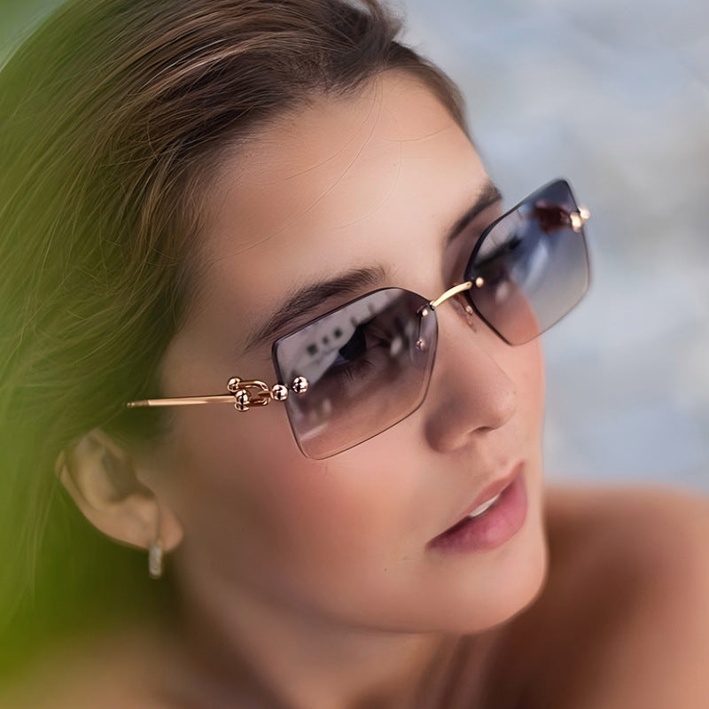 Trendy Stylish Square Metal Sunglasses UV400 Protection