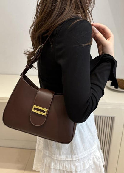 Minimalist PU Leather Shoulder Bag With Magnetic Closure