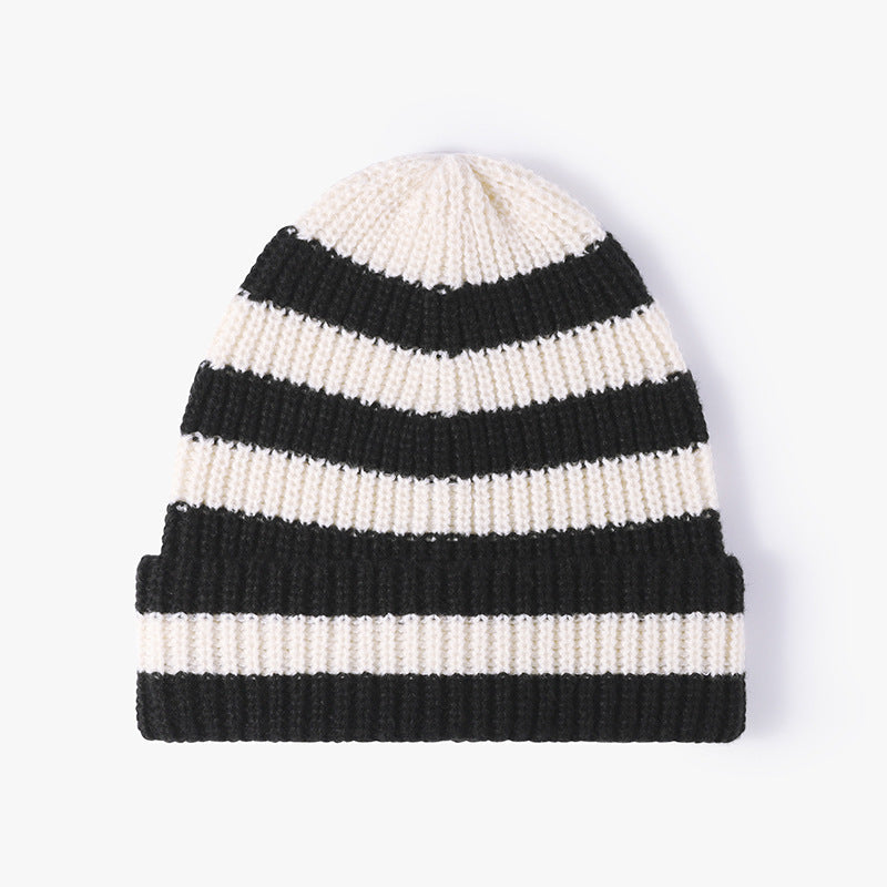 Trendy Striped Color Block Thicken Cuff Beanie