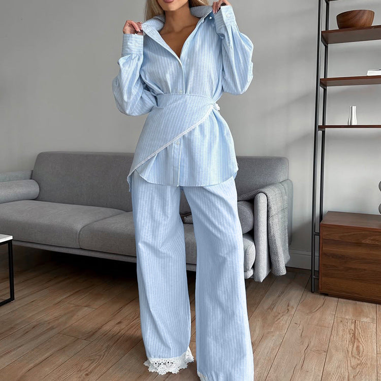 Layered Lace Stripe 3-Piece Set for Women