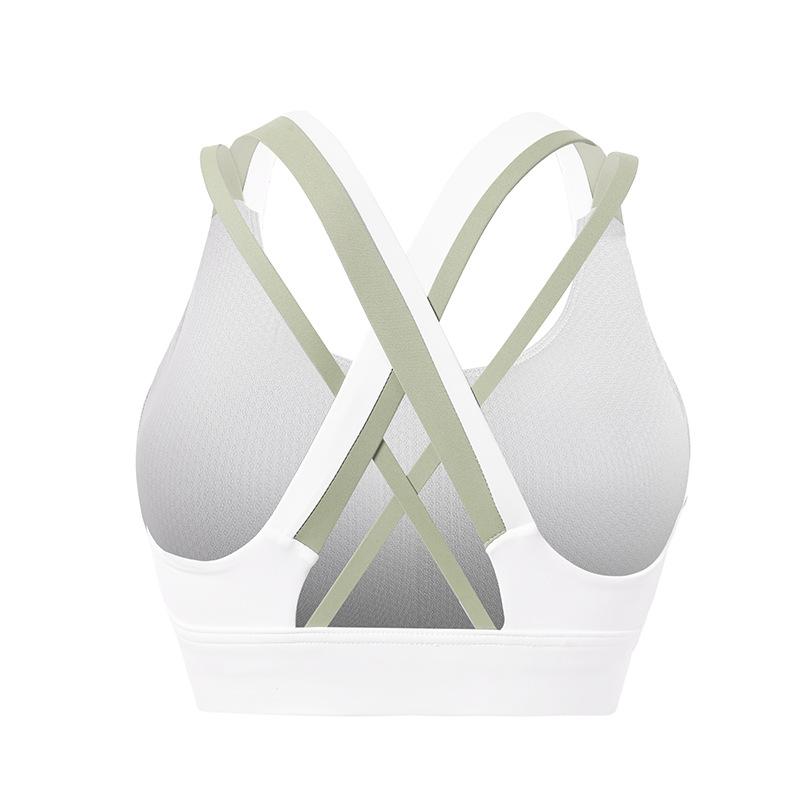 Contrast Color Sports Bra Nude Fabric Yoga Suit Tight Beautiful Back Fast Dry Running Vest Women
