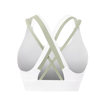 Contrast Color Sports Bra Nude Fabric Yoga Suit Tight Beautiful Back Fast Dry Running Vest Women