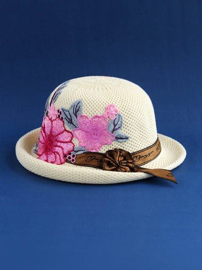 New Ethnic Style Embroidery Spring Knitted Fisherman Hat Sunscreen Sunshade Hat Women'S Summer Top Hat Tide Versatile Pot Hat