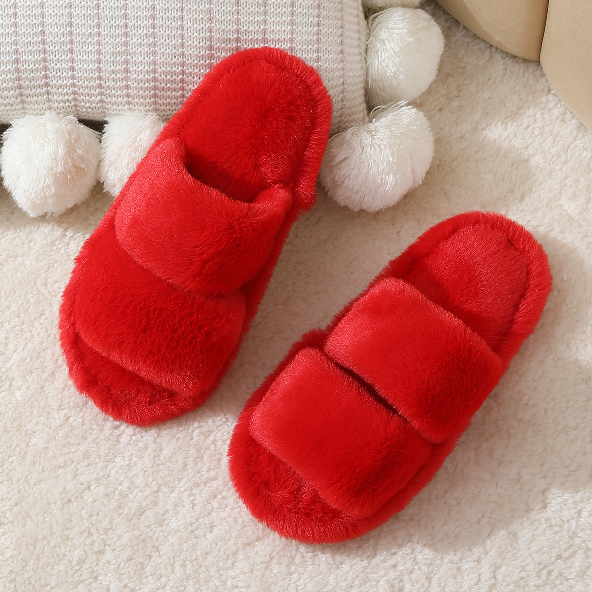 Fluffy Fuzzy Leopard Print Two Band Slipper