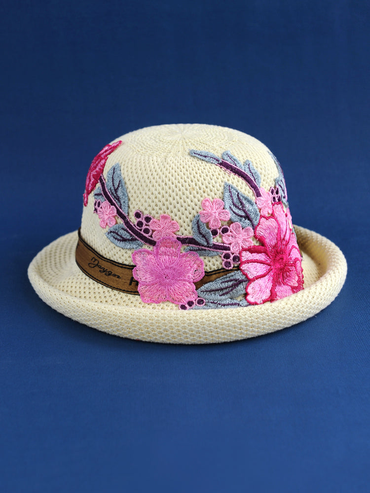 New Ethnic Style Embroidery Spring Knitted Fisherman Hat Sunscreen Sunshade Hat Women'S Summer Top Hat Tide Versatile Pot Hat