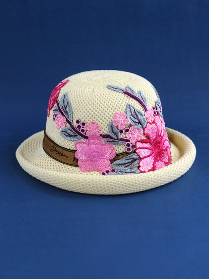 New Ethnic Style Embroidery Spring Knitted Fisherman Hat Sunscreen Sunshade Hat Women'S Summer Top Hat Tide Versatile Pot Hat