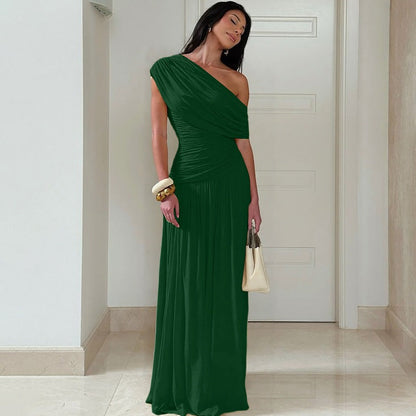 Trendy Off-Shoulder Ruched Dress Elegant Maxi Dress