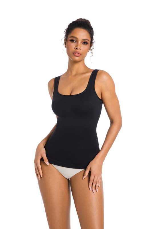 Seamless Knitted Shaper Tank Top With Adjustable Straps