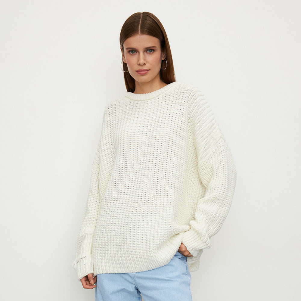 Loose-Fit Lantern Sleeve Knit Sweater